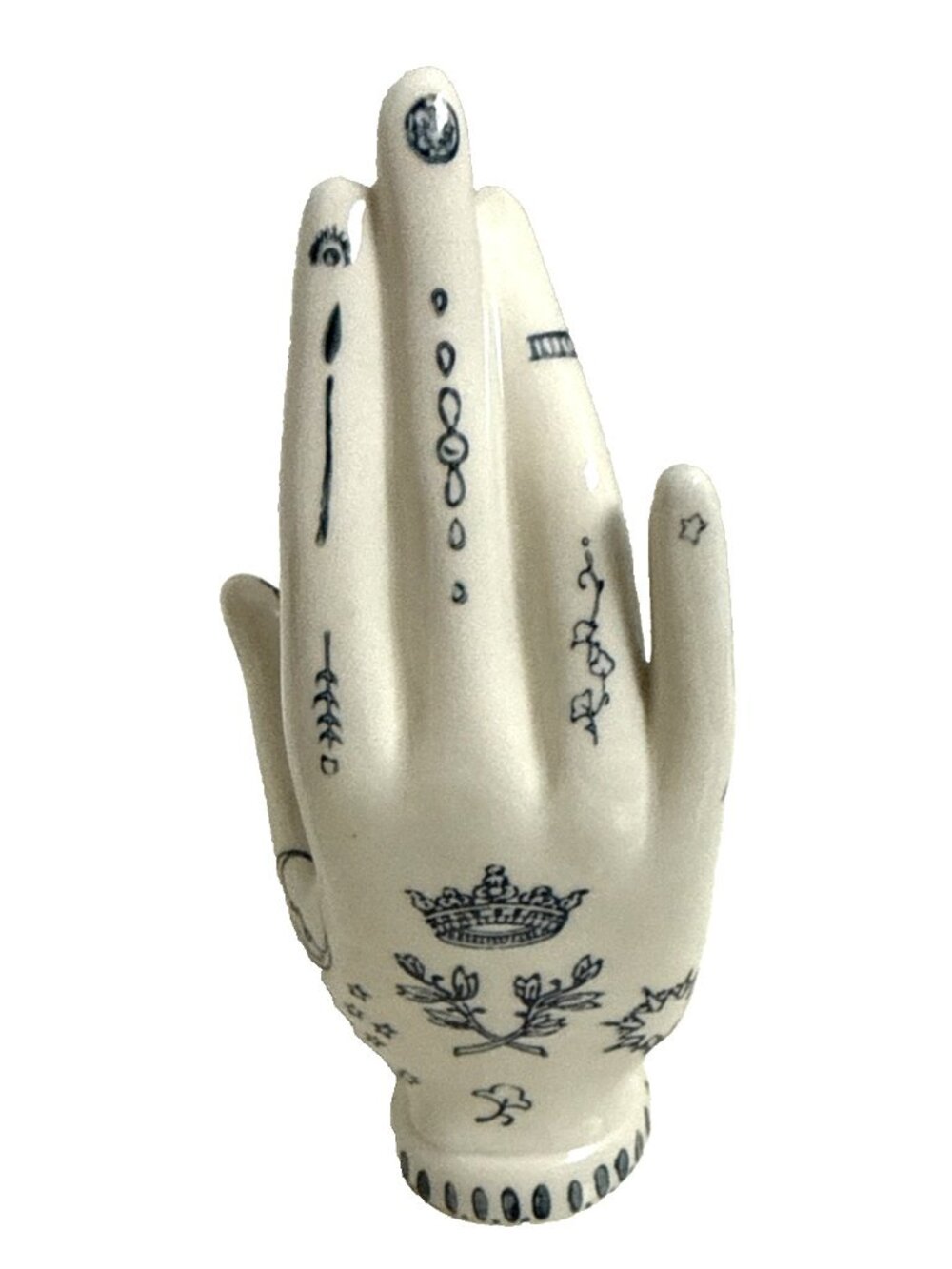 Anthropologie Lavinia Blue Ivory Ceramic Hand Pencil Cup 7" SOLD OUT - Picture 5 of 13